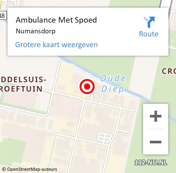 Locatie op kaart van de 112 melding: Ambulance Met Spoed Naar Numansdorp op 7 februari 2024 10:54