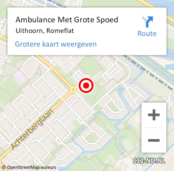 Locatie op kaart van de 112 melding: Ambulance Met Grote Spoed Naar Uithoorn, Romeflat op 7 februari 2024 10:59