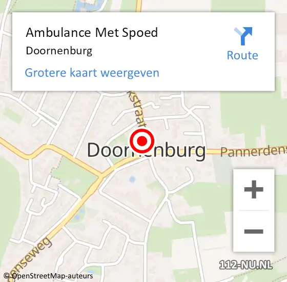 Locatie op kaart van de 112 melding: Ambulance Met Spoed Naar Doornenburg op 7 februari 2024 11:03
