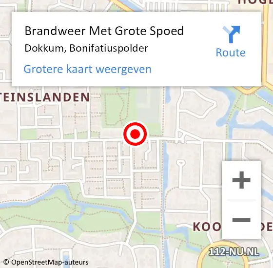 Locatie op kaart van de 112 melding: Brandweer Met Grote Spoed Naar Dokkum, Bonifatiuspolder op 7 februari 2024 11:06