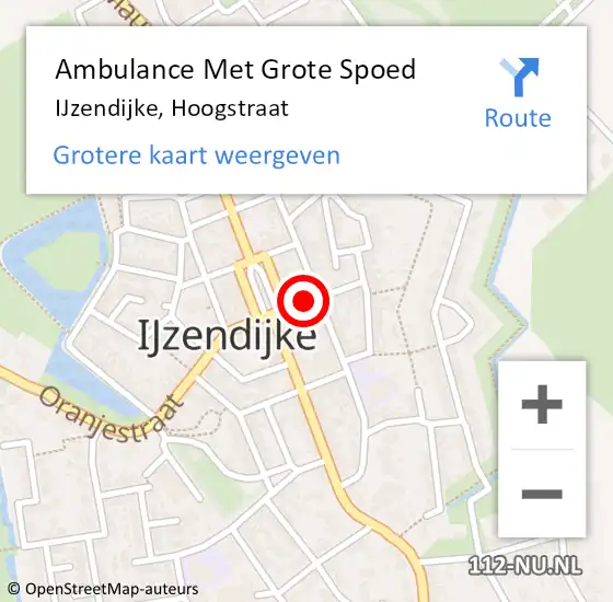 Locatie op kaart van de 112 melding: Ambulance Met Grote Spoed Naar IJzendijke, Hoogstraat op 25 september 2014 01:46