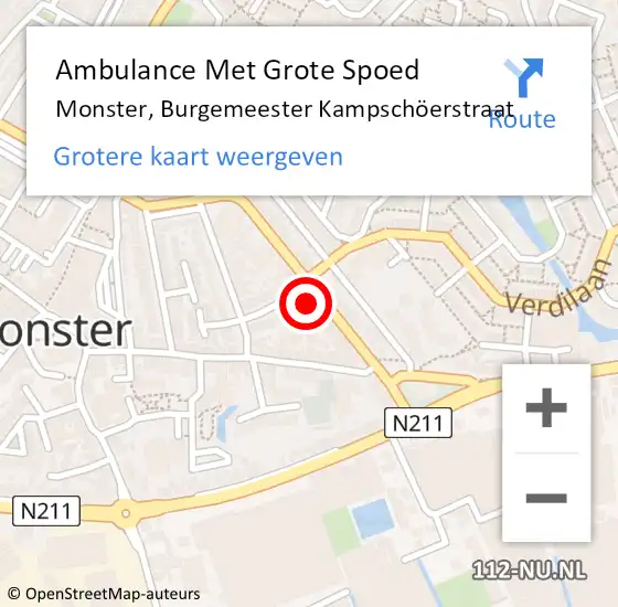 Locatie op kaart van de 112 melding: Ambulance Met Grote Spoed Naar Monster, Burgemeester Kampschöerstraat op 7 februari 2024 11:25