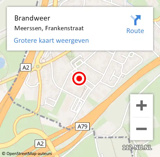 Locatie op kaart van de 112 melding: Brandweer Meerssen, Frankenstraat op 25 september 2014 02:11