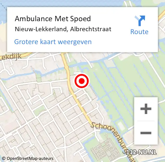 Locatie op kaart van de 112 melding: Ambulance Met Spoed Naar Nieuw-Lekkerland, Albrechtstraat op 7 februari 2024 11:55