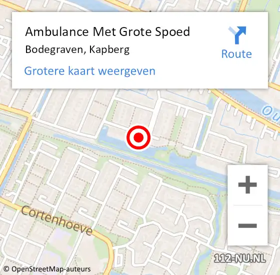 Locatie op kaart van de 112 melding: Ambulance Met Grote Spoed Naar Bodegraven, Kapberg op 7 februari 2024 11:56