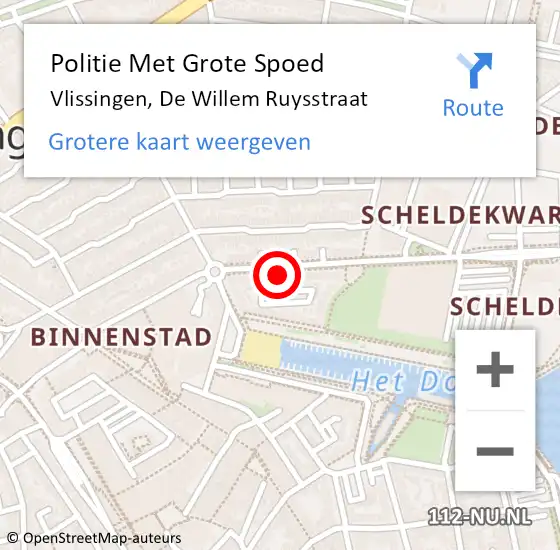 Locatie op kaart van de 112 melding: Politie Met Grote Spoed Naar Vlissingen, De Willem Ruysstraat op 7 februari 2024 12:06