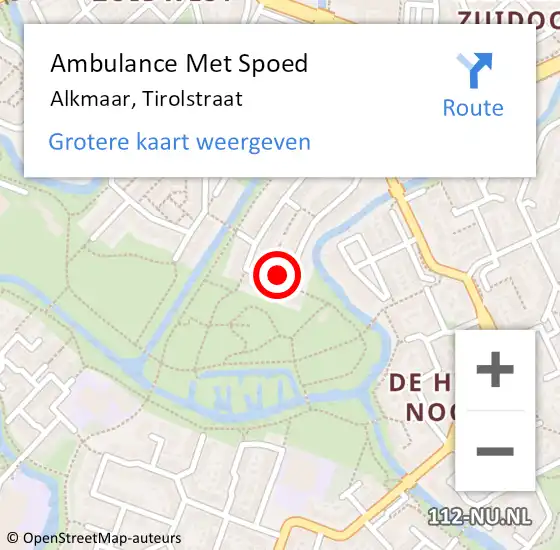 Locatie op kaart van de 112 melding: Ambulance Met Spoed Naar Alkmaar, Tirolstraat op 7 februari 2024 13:05