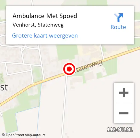 Locatie op kaart van de 112 melding: Ambulance Met Spoed Naar Venhorst, Statenweg op 25 september 2014 02:48