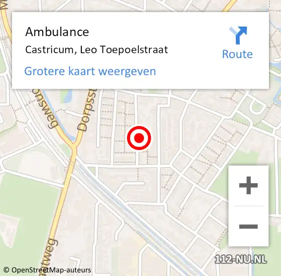 Locatie op kaart van de 112 melding: Ambulance Castricum, Leo Toepoelstraat op 7 februari 2024 13:16