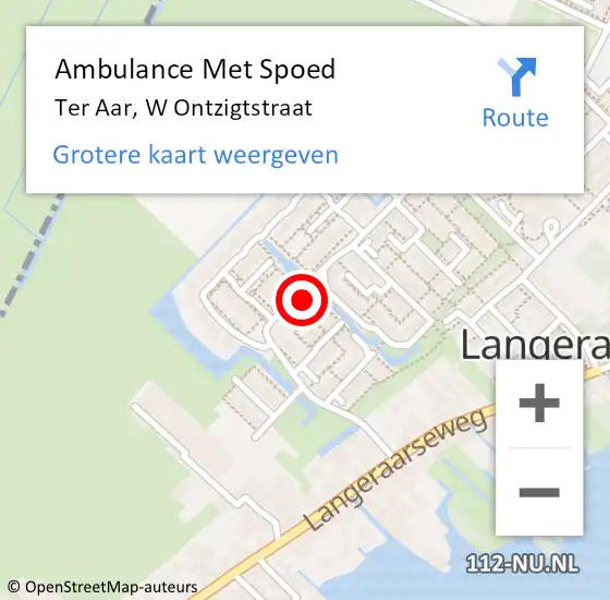 Locatie op kaart van de 112 melding: Ambulance Met Spoed Naar Ter Aar, W Ontzigtstraat op 25 september 2014 03:12