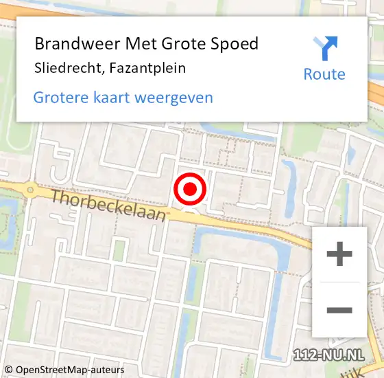 Locatie op kaart van de 112 melding: Brandweer Met Grote Spoed Naar Sliedrecht, Fazantplein op 7 februari 2024 14:00