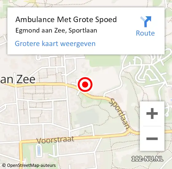 Locatie op kaart van de 112 melding: Ambulance Met Grote Spoed Naar Egmond aan Zee, Sportlaan op 7 februari 2024 14:02