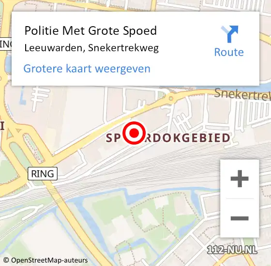 Locatie op kaart van de 112 melding: Politie Met Grote Spoed Naar Leeuwarden, Snekertrekweg op 7 februari 2024 14:12