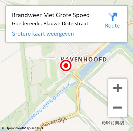 Locatie op kaart van de 112 melding: Brandweer Met Grote Spoed Naar Goedereede, Blauwe Distelstraat op 7 februari 2024 14:13