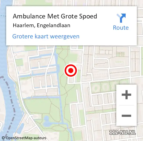 Locatie op kaart van de 112 melding: Ambulance Met Grote Spoed Naar Haarlem, Engelandlaan op 7 februari 2024 14:43