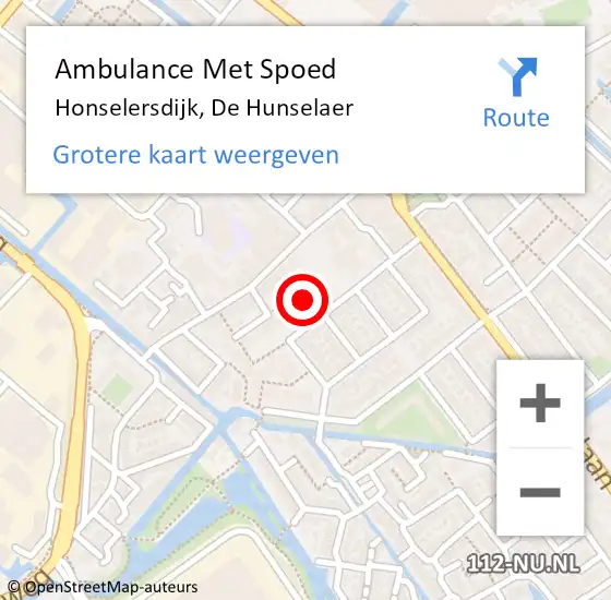 Locatie op kaart van de 112 melding: Ambulance Met Spoed Naar Honselersdijk, De Hunselaer op 7 februari 2024 14:46