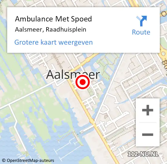 Locatie op kaart van de 112 melding: Ambulance Met Spoed Naar Aalsmeer, Raadhuisplein op 7 februari 2024 15:08