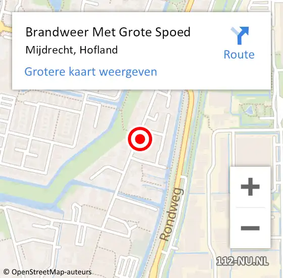 Locatie op kaart van de 112 melding: Brandweer Met Grote Spoed Naar Mijdrecht, Hofland op 7 februari 2024 15:21