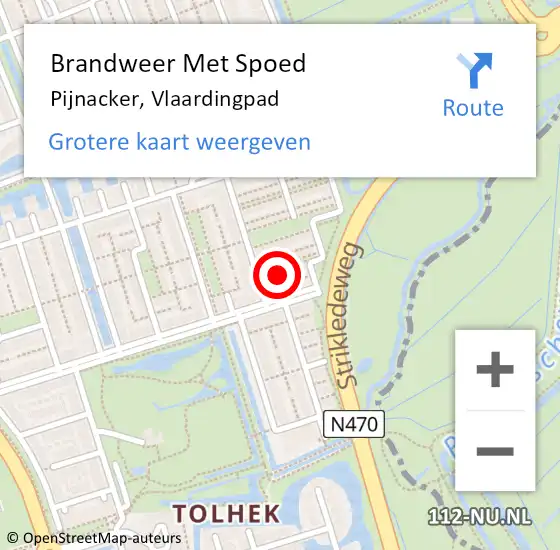 Locatie op kaart van de 112 melding: Brandweer Met Spoed Naar Pijnacker, Vlaardingpad op 7 februari 2024 15:29