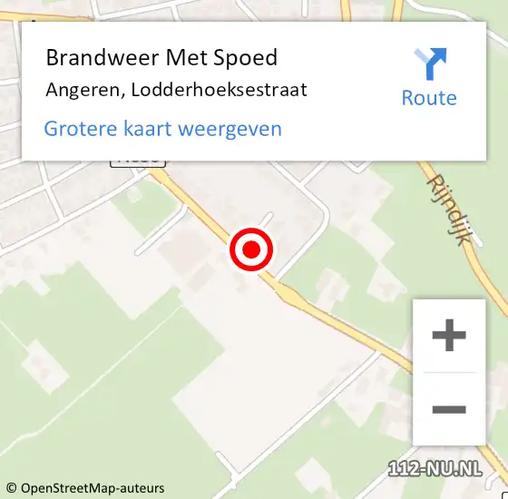 Locatie op kaart van de 112 melding: Brandweer Met Spoed Naar Angeren, Lodderhoeksestraat op 7 februari 2024 15:29