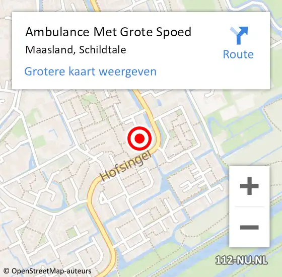 Locatie op kaart van de 112 melding: Ambulance Met Grote Spoed Naar Maasland, Schildtale op 25 september 2014 04:23