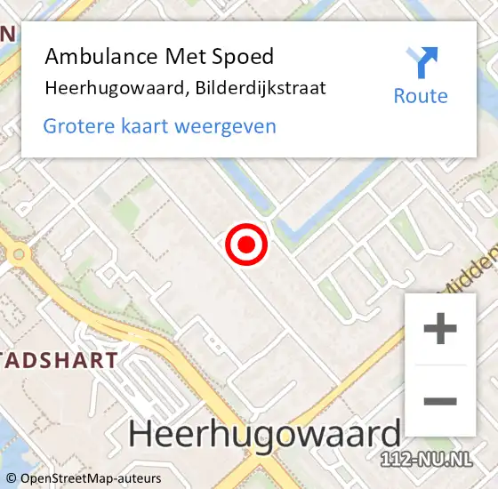 Locatie op kaart van de 112 melding: Ambulance Met Spoed Naar Heerhugowaard, Bilderdijkstraat op 7 februari 2024 15:46