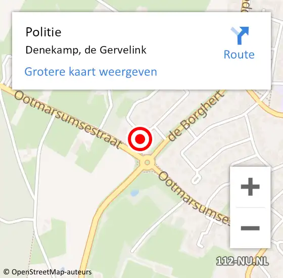 Locatie op kaart van de 112 melding: Politie Denekamp, de Gervelink op 7 februari 2024 15:48