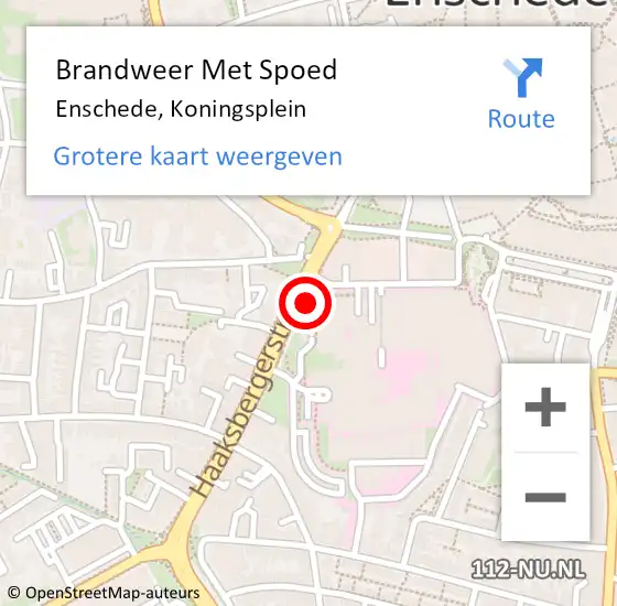 Locatie op kaart van de 112 melding: Brandweer Met Spoed Naar Enschede, Koningsplein op 7 februari 2024 15:55
