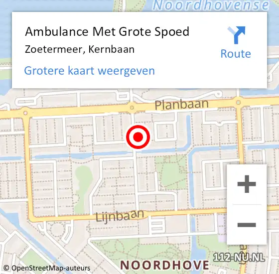 Locatie op kaart van de 112 melding: Ambulance Met Grote Spoed Naar Zoetermeer, Kernbaan op 7 februari 2024 15:57