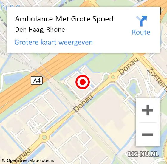 Locatie op kaart van de 112 melding: Ambulance Met Grote Spoed Naar Den Haag, Rhone op 7 februari 2024 15:58