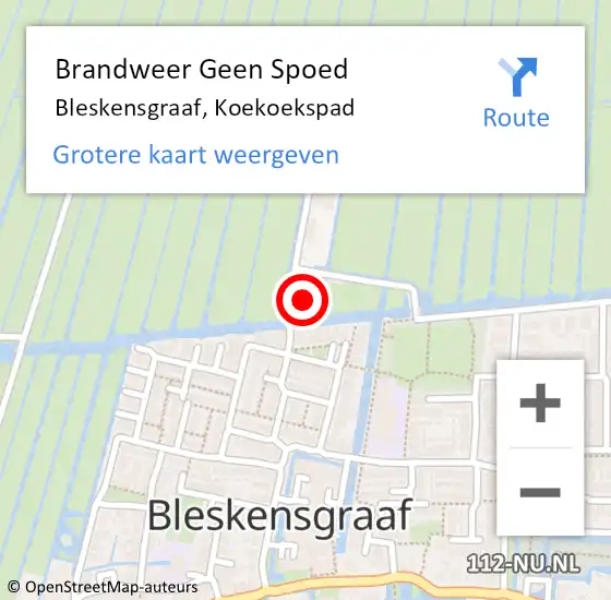 Locatie op kaart van de 112 melding: Brandweer Geen Spoed Naar Bleskensgraaf, Koekoekspad op 7 februari 2024 16:11