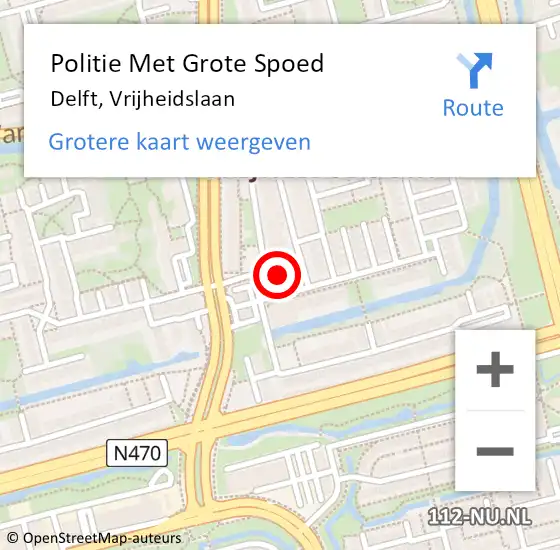 Locatie op kaart van de 112 melding: Politie Met Grote Spoed Naar Delft, Vrijheidslaan op 7 februari 2024 16:17