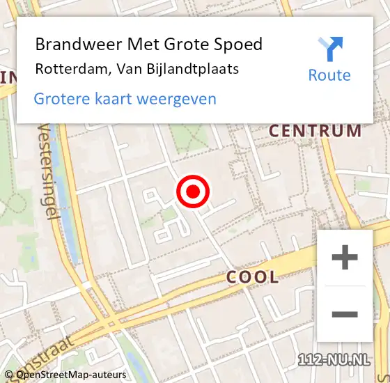 Locatie op kaart van de 112 melding: Brandweer Met Grote Spoed Naar Rotterdam, Van Bijlandtplaats op 7 februari 2024 16:17