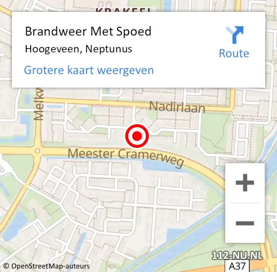 Locatie op kaart van de 112 melding: Brandweer Met Spoed Naar Hoogeveen, Neptunus op 7 februari 2024 16:27