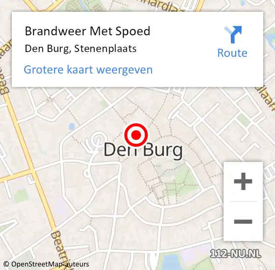 Locatie op kaart van de 112 melding: Brandweer Met Spoed Naar Den Burg, Stenenplaats op 7 februari 2024 16:31