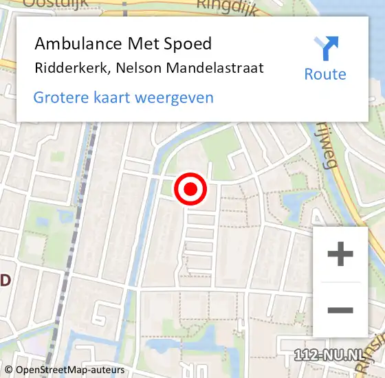 Locatie op kaart van de 112 melding: Ambulance Met Spoed Naar Ridderkerk, Nelson Mandelastraat op 7 februari 2024 16:41