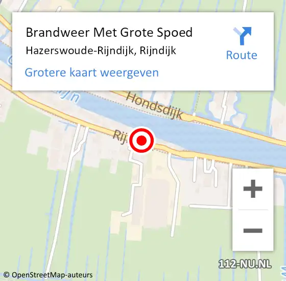 Locatie op kaart van de 112 melding: Brandweer Met Grote Spoed Naar Hazerswoude-Rijndijk, Rijndijk op 7 februari 2024 16:46
