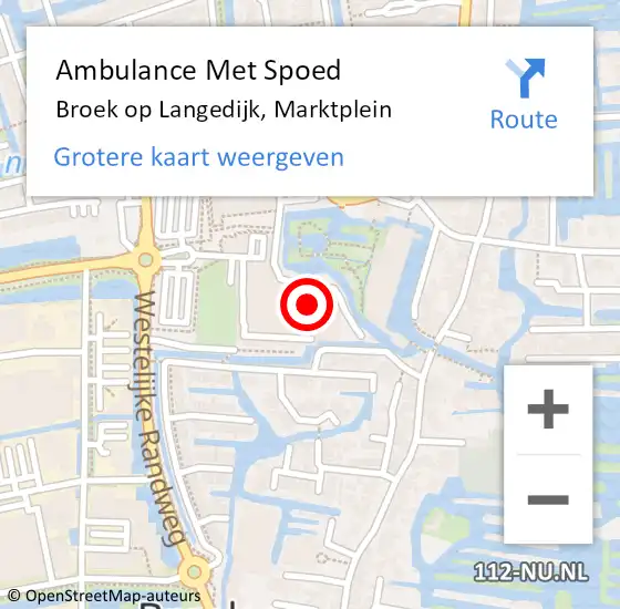 Locatie op kaart van de 112 melding: Ambulance Met Spoed Naar Broek op Langedijk, Marktplein op 7 februari 2024 16:53