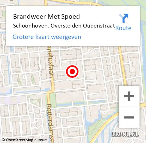 Locatie op kaart van de 112 melding: Brandweer Met Spoed Naar Schoonhoven, Overste den Oudenstraat op 7 februari 2024 16:56