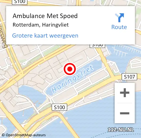 Locatie op kaart van de 112 melding: Ambulance Met Spoed Naar Rotterdam, Haringvliet op 7 februari 2024 17:22