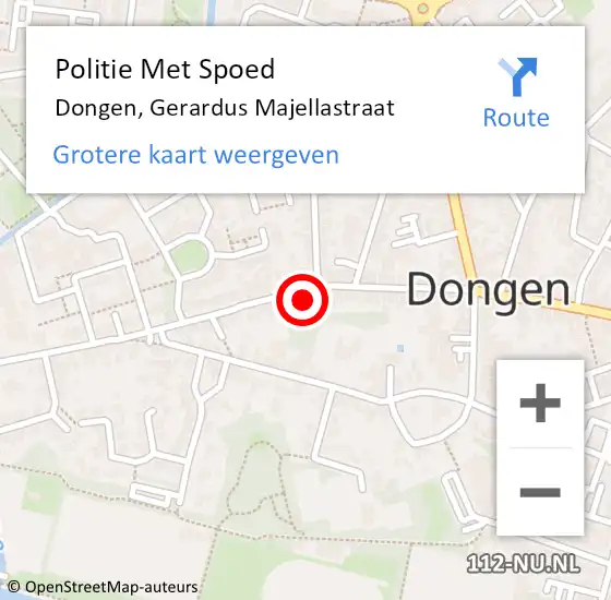 Locatie op kaart van de 112 melding: Politie Met Spoed Naar Dongen, Gerardus Majellastraat op 7 februari 2024 17:25