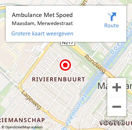 Locatie op kaart van de 112 melding: Ambulance Met Spoed Naar Maasdam, Merwedestraat op 7 februari 2024 17:37