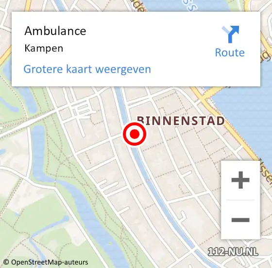 Locatie op kaart van de 112 melding: Ambulance Kampen op 7 februari 2024 17:58