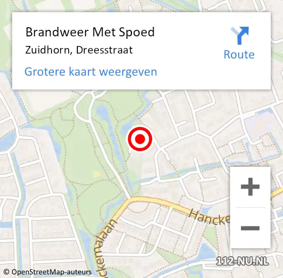 Locatie op kaart van de 112 melding: Brandweer Met Spoed Naar Zuidhorn, Dreesstraat op 7 februari 2024 18:01