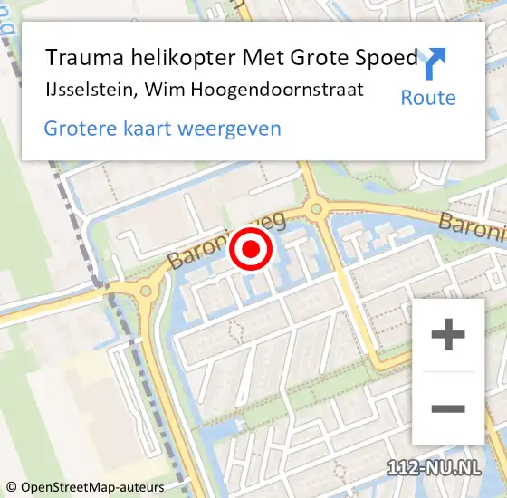 Locatie op kaart van de 112 melding: Trauma helikopter Met Grote Spoed Naar IJsselstein, Wim Hoogendoornstraat op 7 februari 2024 18:05