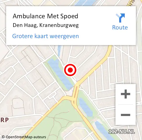 Locatie op kaart van de 112 melding: Ambulance Met Spoed Naar Den Haag, Kranenburgweg op 7 februari 2024 18:08