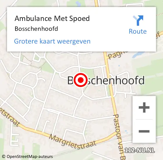 Locatie op kaart van de 112 melding: Ambulance Met Spoed Naar Bosschenhoofd op 7 februari 2024 18:24