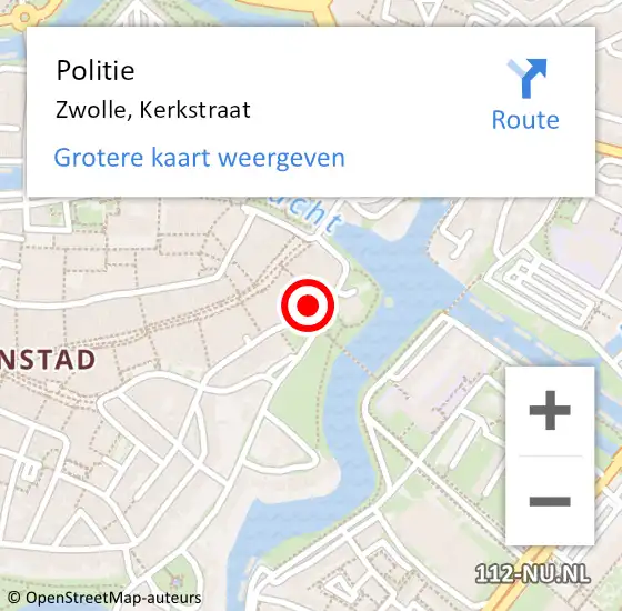 Locatie op kaart van de 112 melding: Politie Zwolle, Kerkstraat op 7 februari 2024 18:25