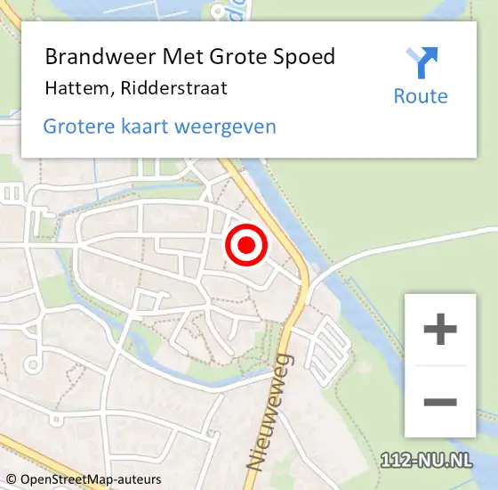 Locatie op kaart van de 112 melding: Brandweer Met Grote Spoed Naar Hattem, Ridderstraat op 7 februari 2024 18:51