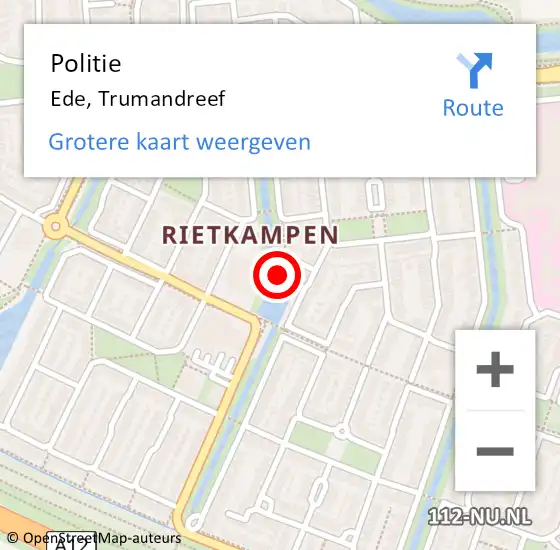 Locatie op kaart van de 112 melding: Politie Ede, Trumandreef op 7 februari 2024 18:55